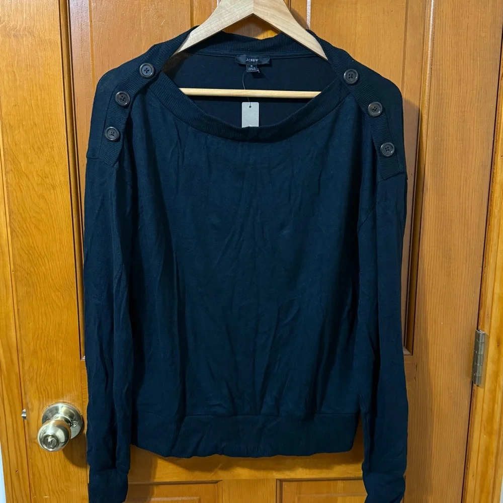 NWT J.Crew Supercozy Button Shoulder Sweater Top Knitted Lightweight AJ750